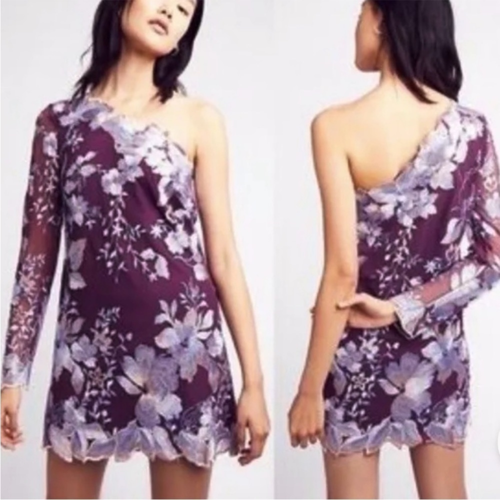 EUC Free People Floral Embroidered Dress Purple Size 4